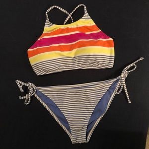 ROXY Multicolor Striped Bikini